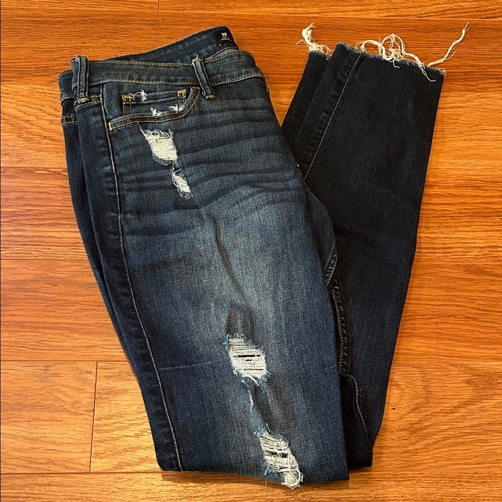Hollister Dark Blue Distressed Ankle Jeans